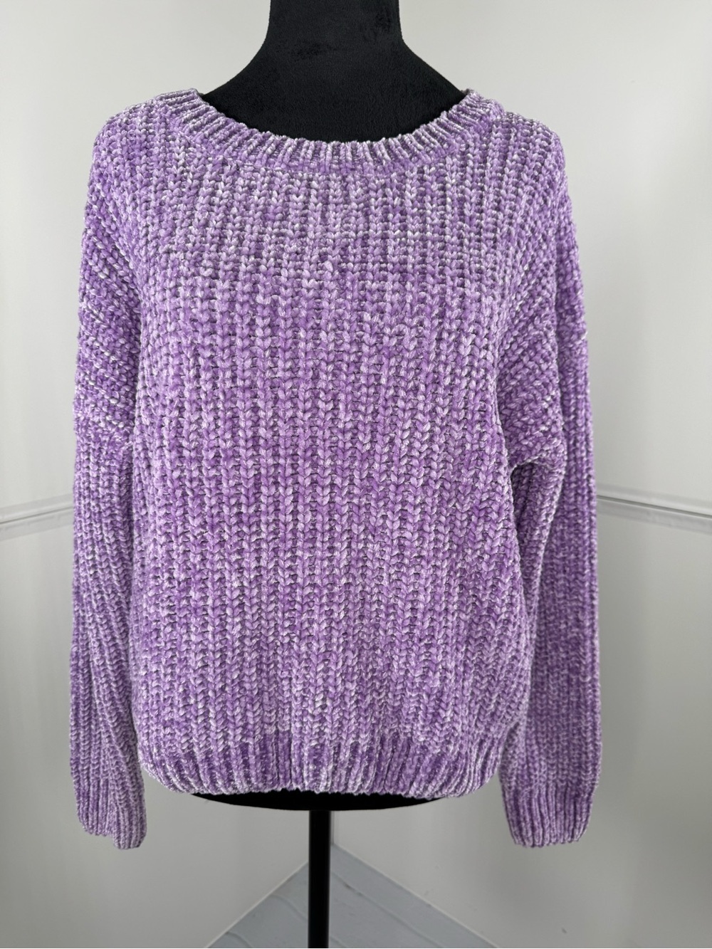 Skies Are Blue Lavender Chenille Knit Pullover Sweater Size Small